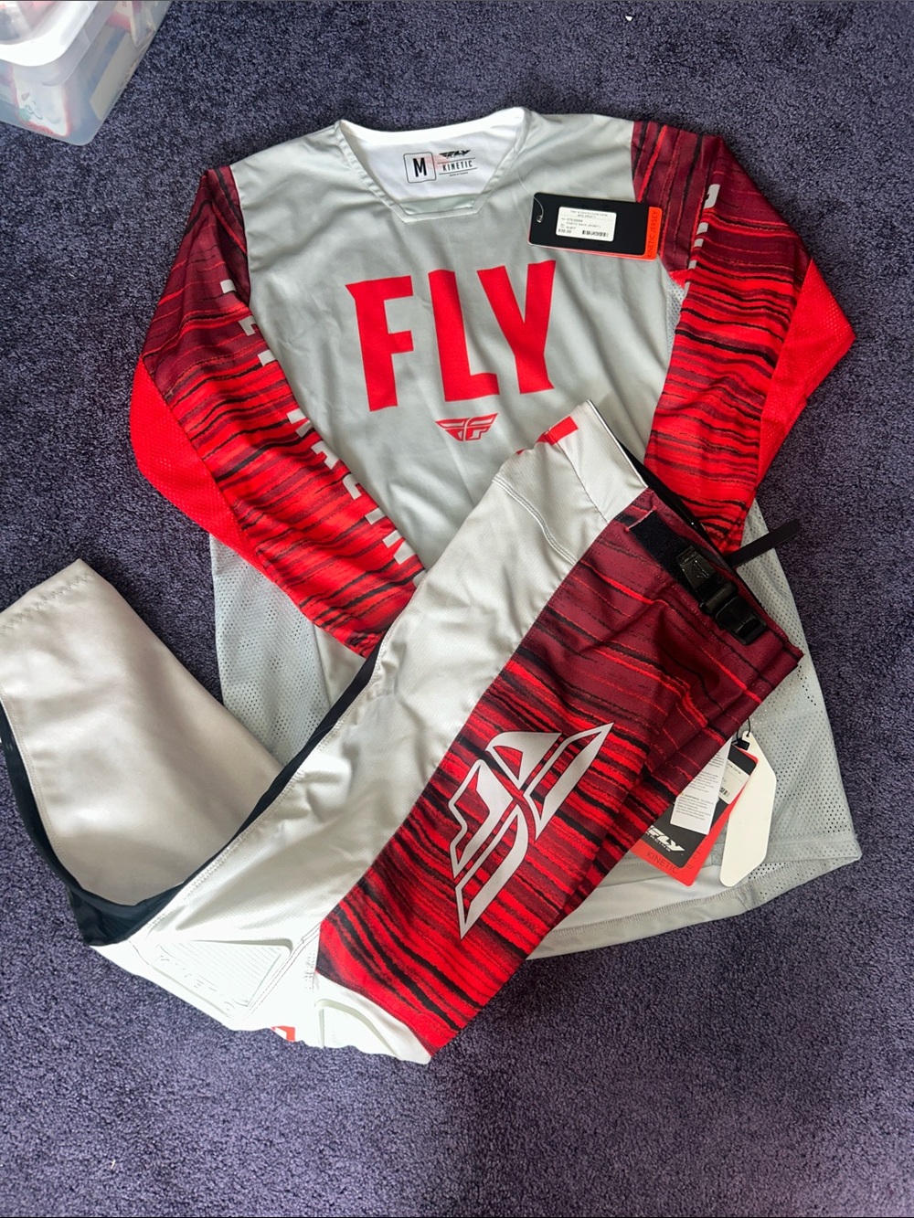 FLY Racing Youth MX Jersey & Pants Set - Red & Gray